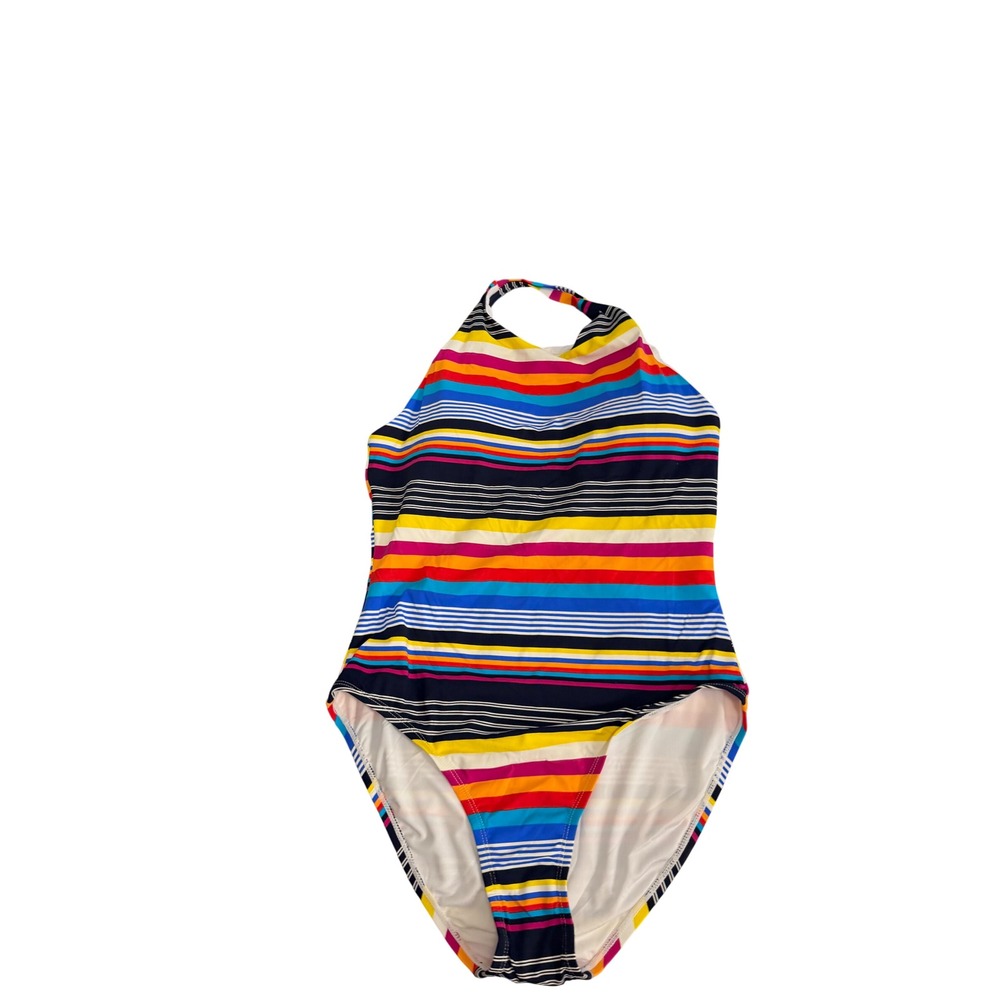 928. Nautica Women's One-Piece Swimsuit Colorful Stripes Open Back Size XL